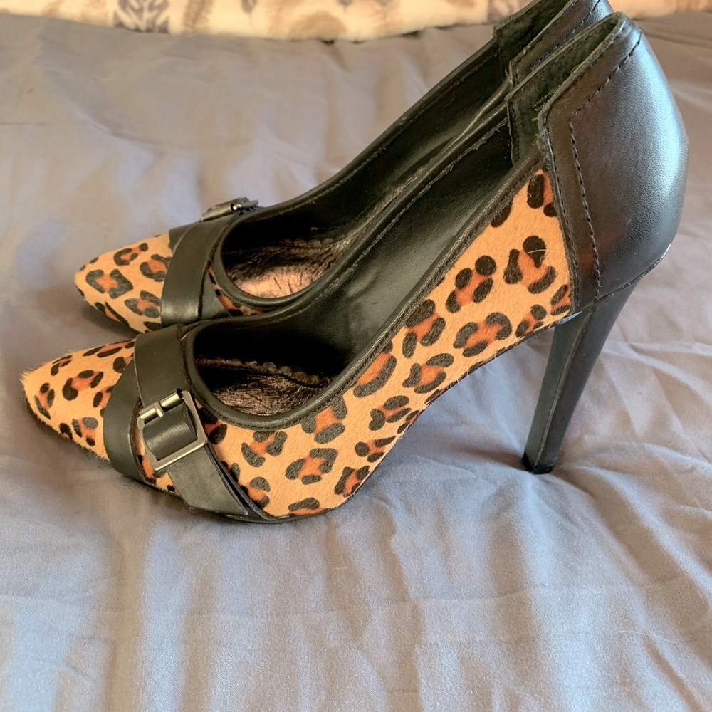 Naughty monkey animal print heels